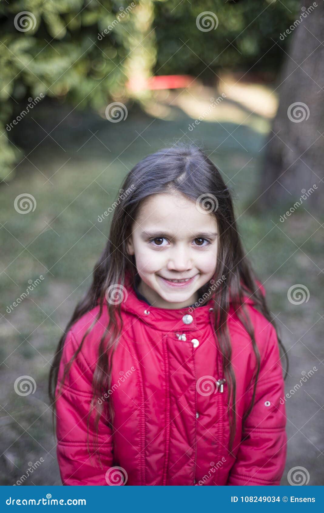 Portrait of a Little Girl of 7 Years on the Outside Stock Photo - Image ...