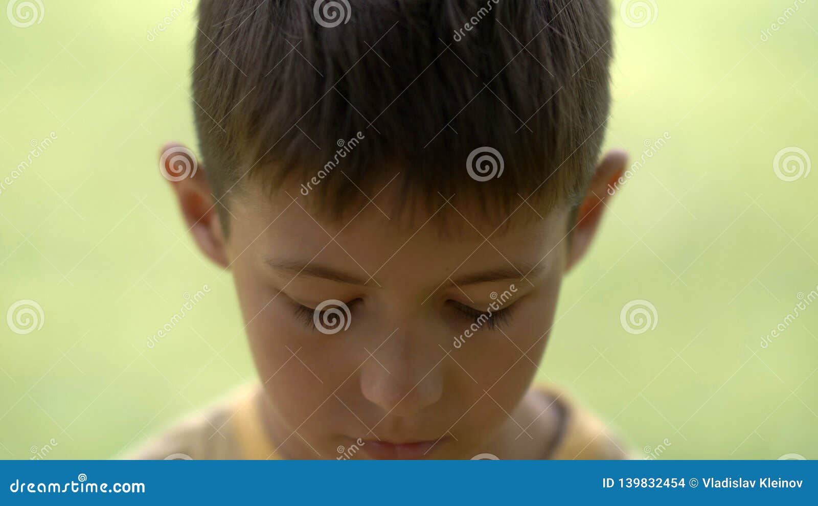 Portrait of Little Sad Desperate Kid, Close Up Stock Photo - Image of ...