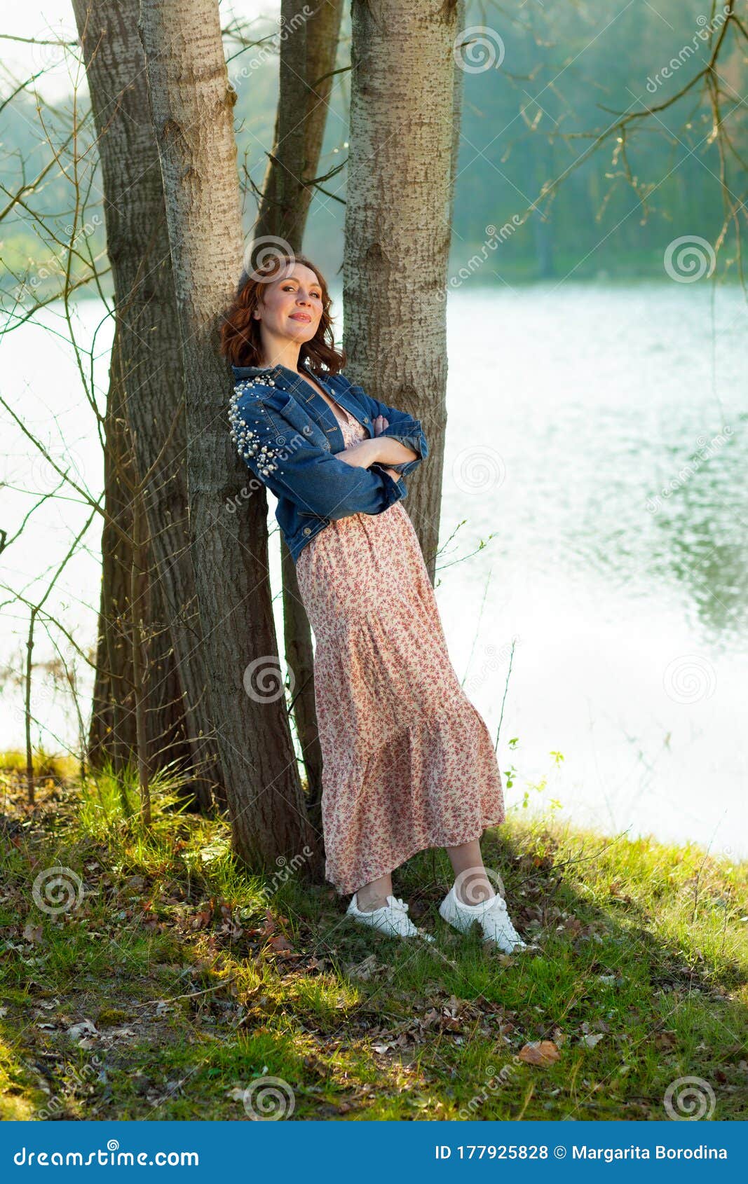 Portrait of Middle Aged Woman Posing at the Park Stock Photo - Image of ...