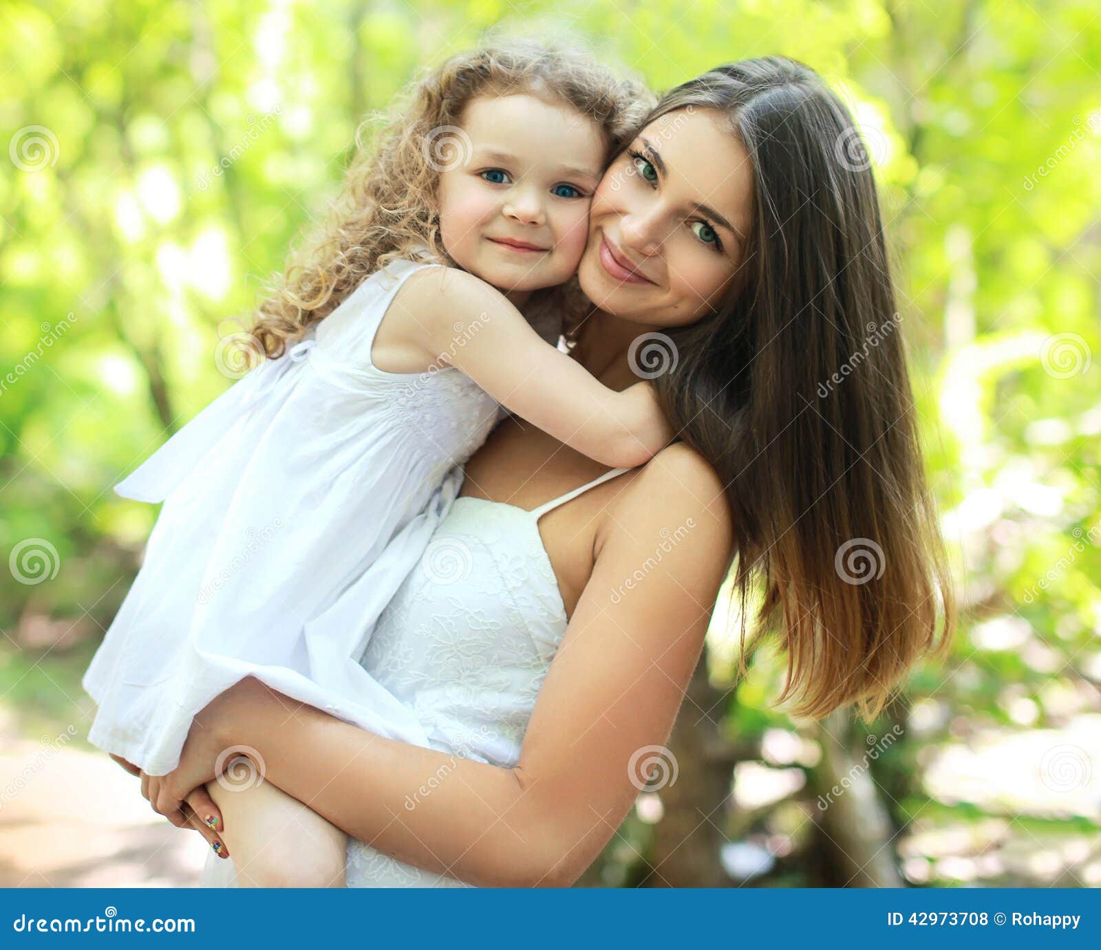 Portrait Lovely Mom And Daughter Stock Photo - Image of holding