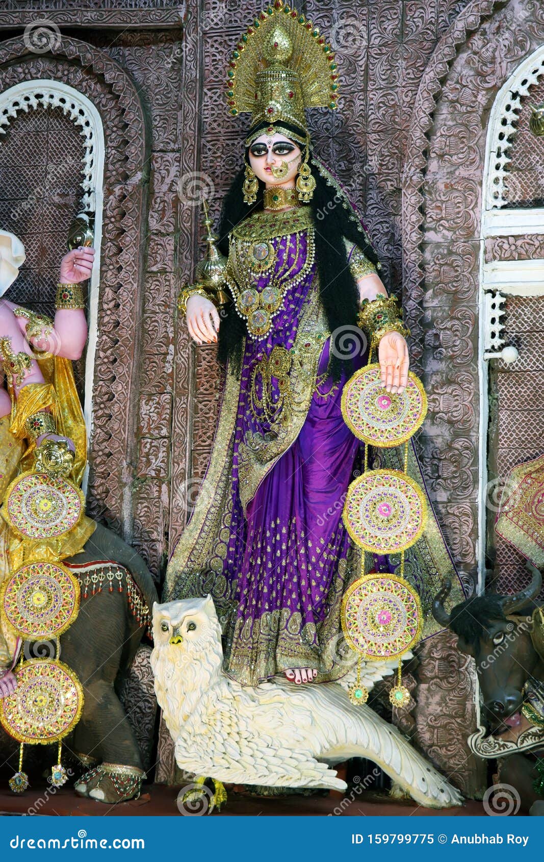 Portrait of Maa Lakshmi. Durga Puja Festival in Kolkata, West Bengal