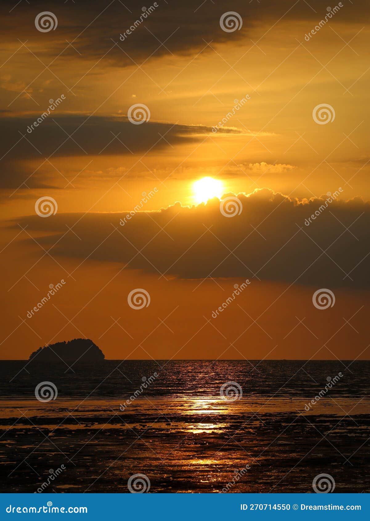 portrait of a magical orange sunset over the sea