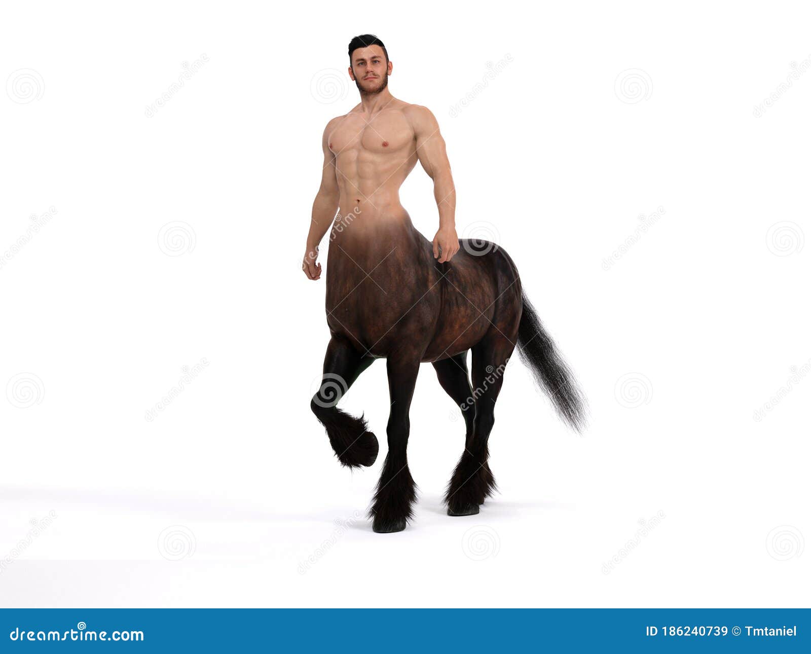 3d rendering : a portrait of the male centaur, a pinup centaur posing