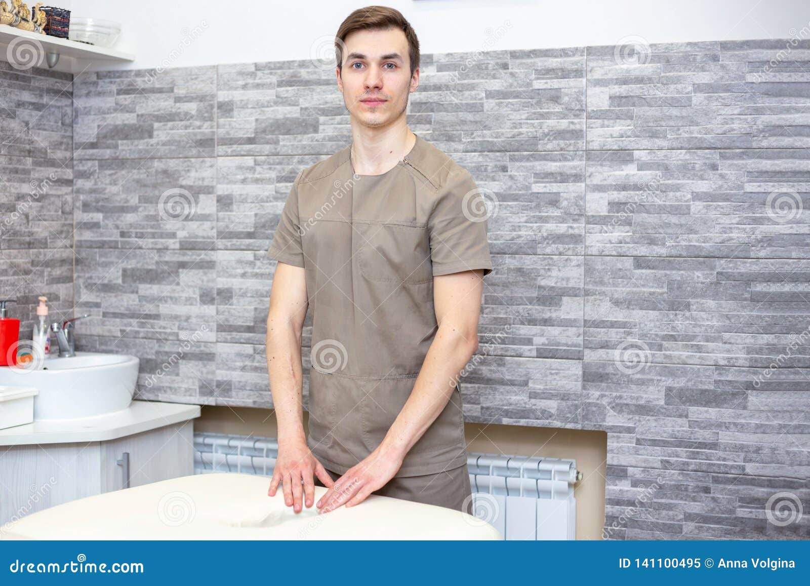Maseur Portrait of a Male Masseur Specialist at a Spa Center Stock Image