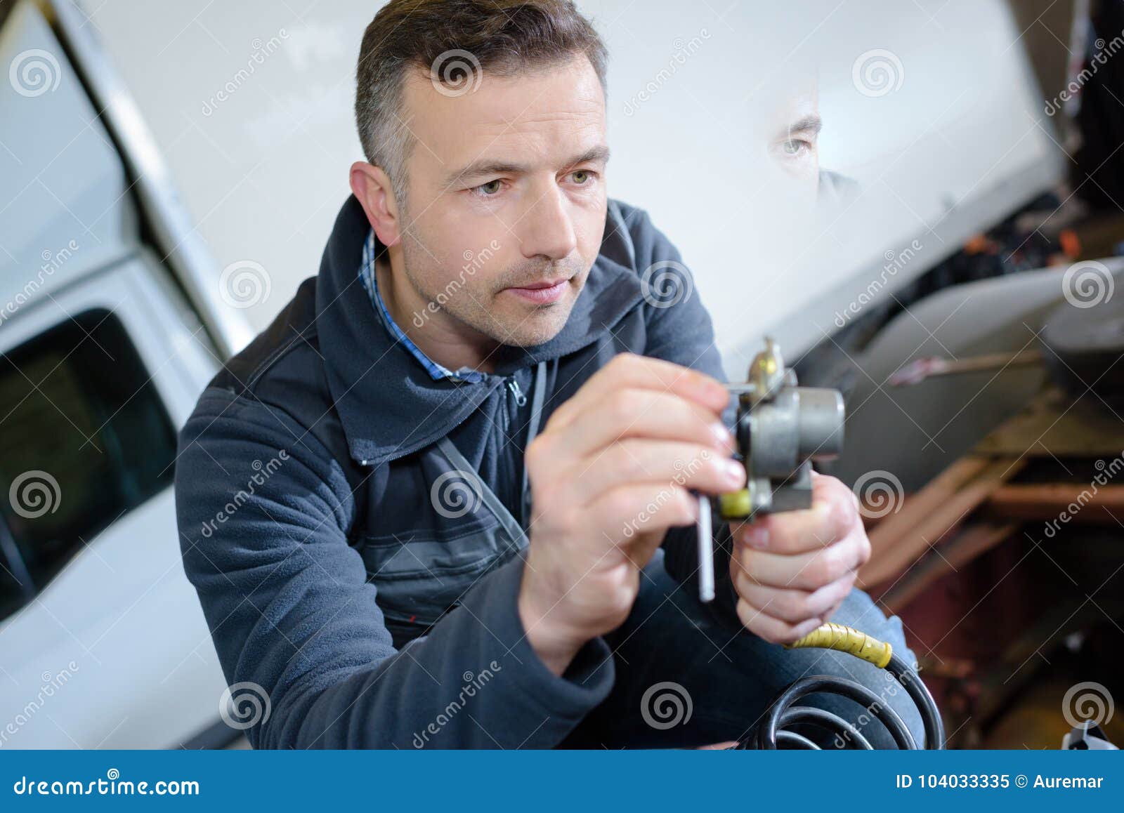 Portrait Male Mechanic at Work in Garage Stock Image - Image of ...