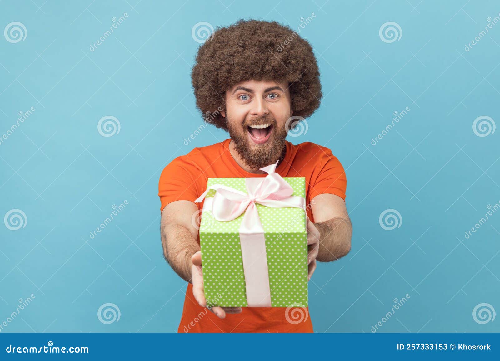 Man Giving T Congratulating On Birthday And Offering Surprise Holiday Bonus Wrapped In Box