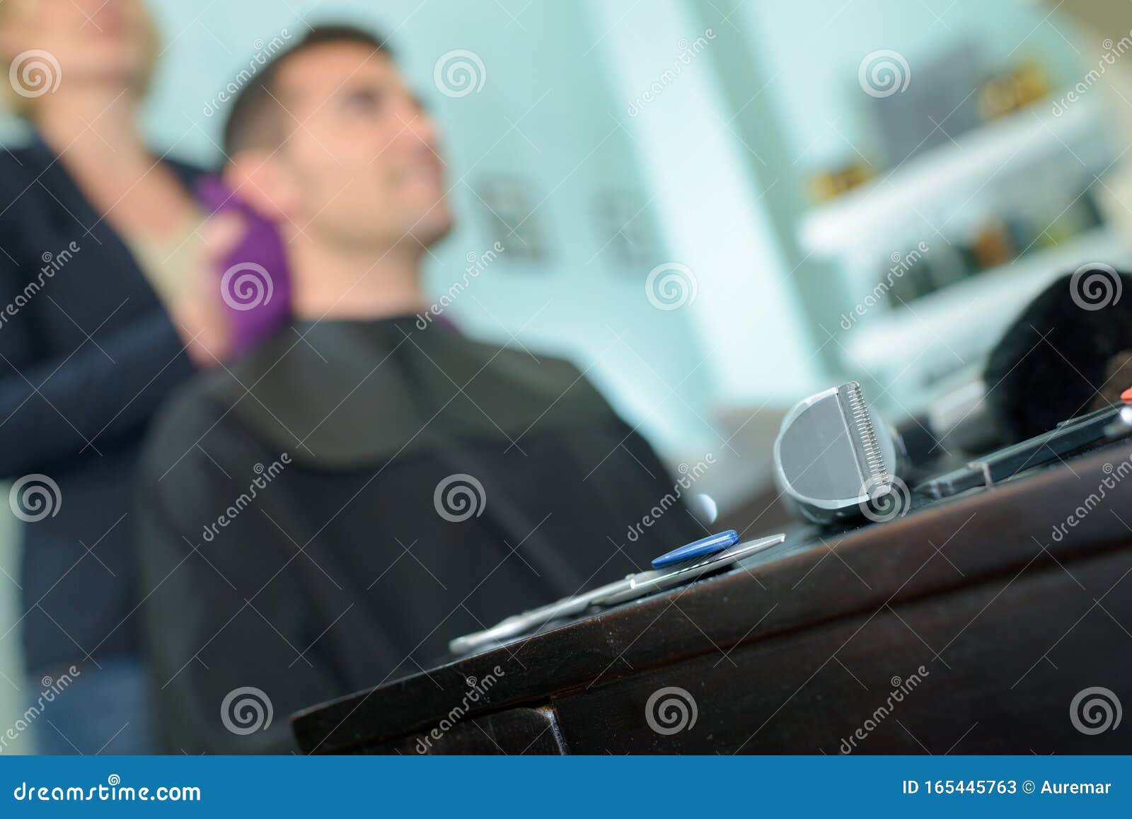 Portrait man in barbers stock image. Image of barber 165445763
