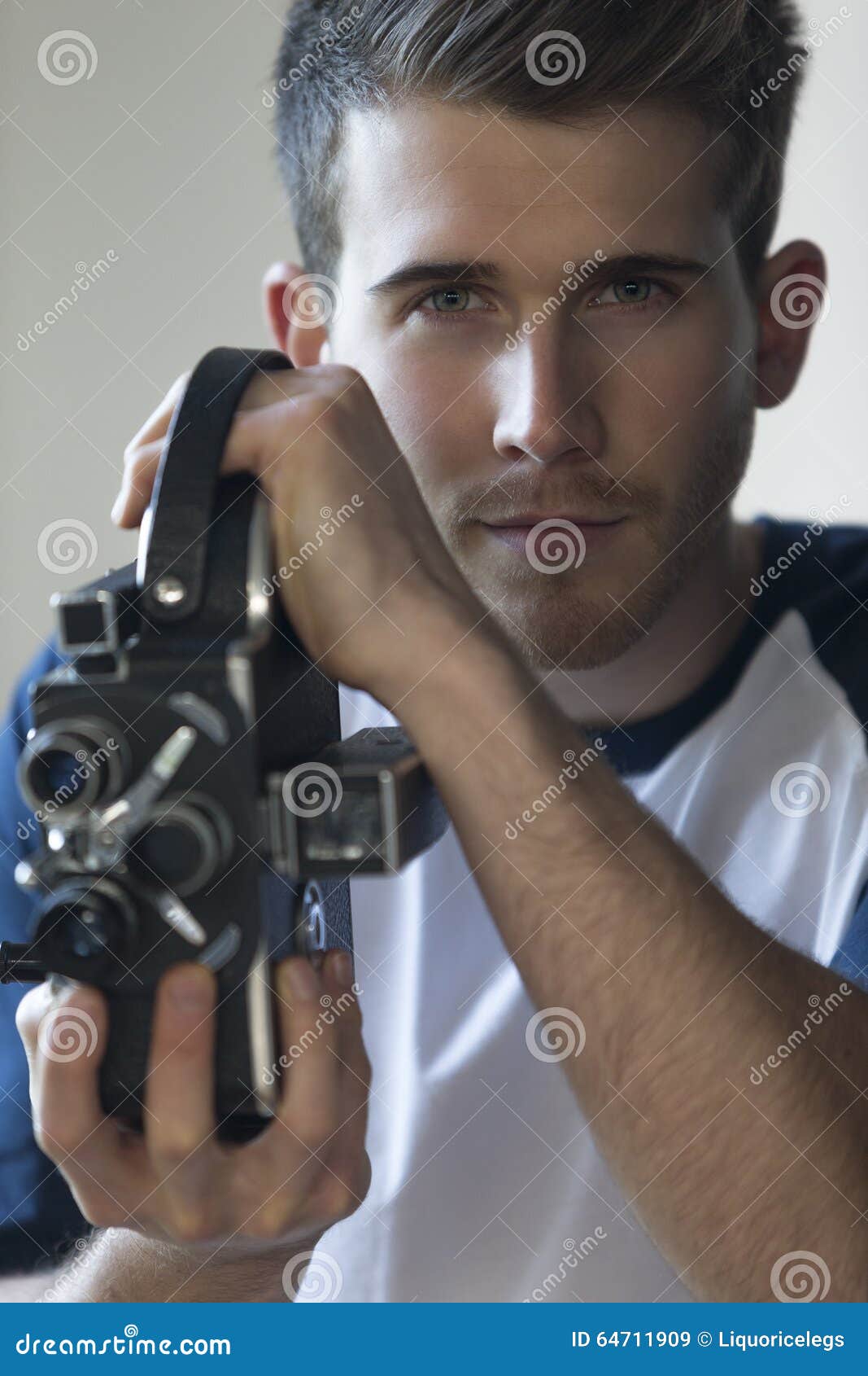 Portrait of a Man with a Camcorder Stock Image Image of attractive
