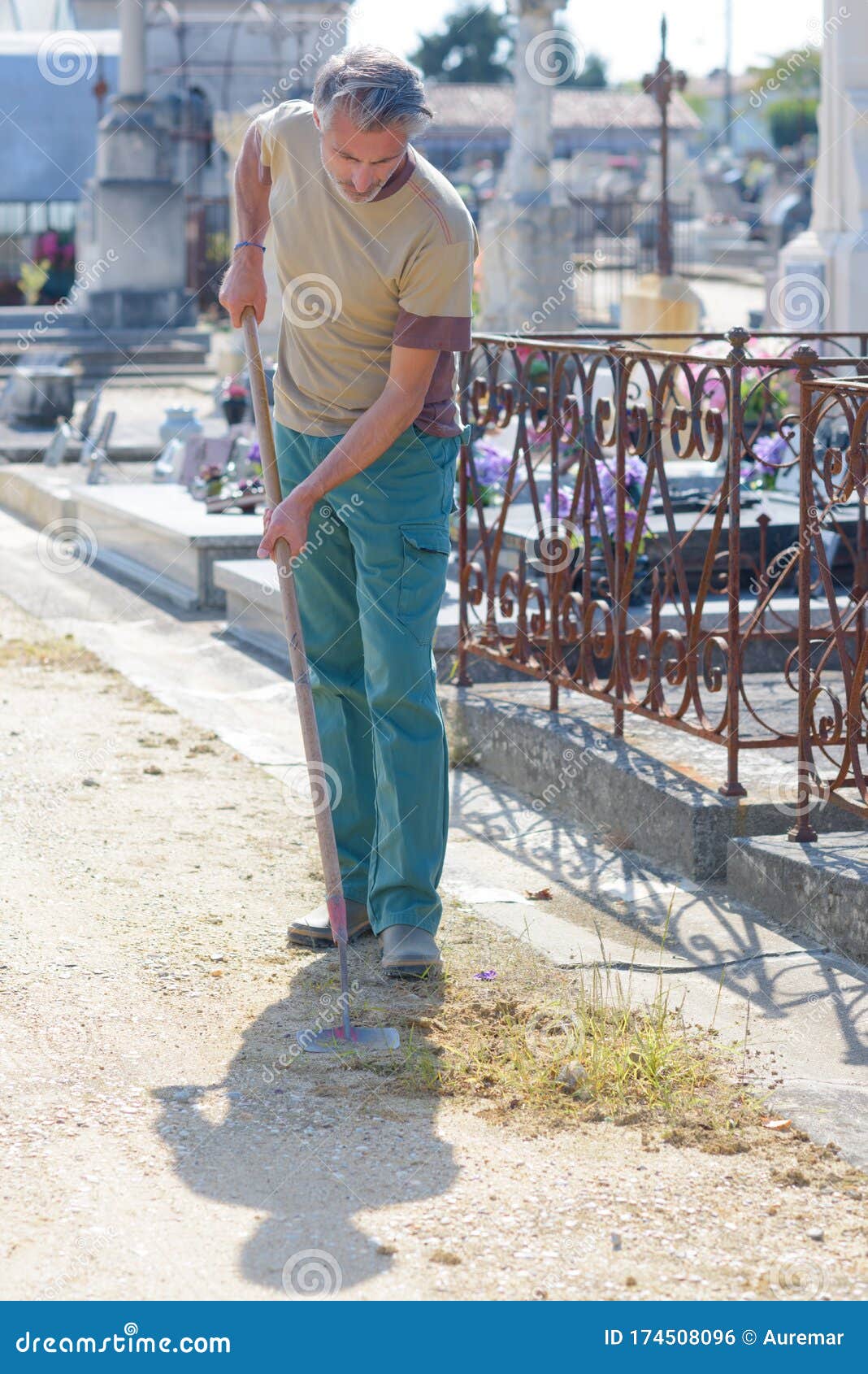 Portrait Groundskeeper In Cemetery RoyaltyFree Stock Photo