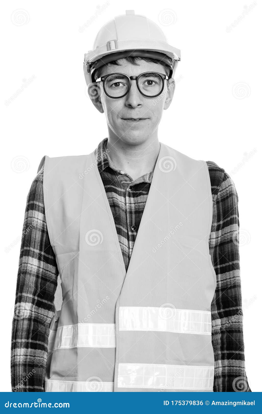 Portrait of Man Construction Worker with Eyeglasses Stock Photo - Image ...