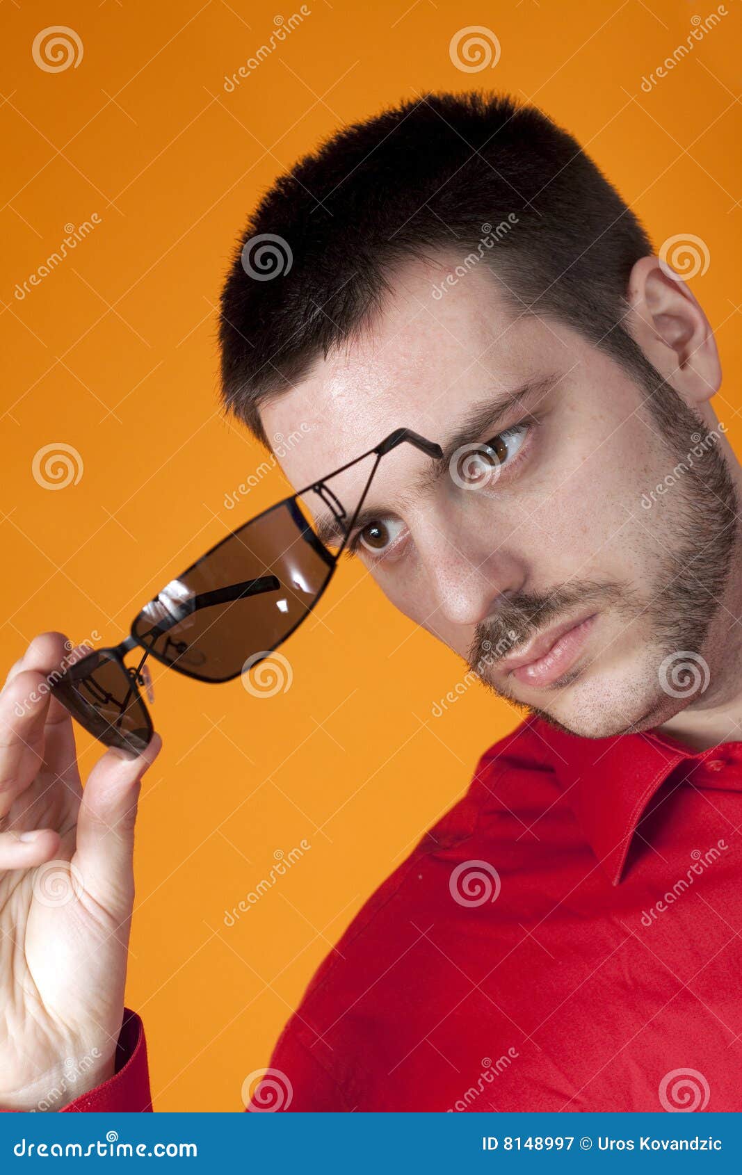 Portrait Of A Man Holding Sunglasses Stock Image Image 8148997