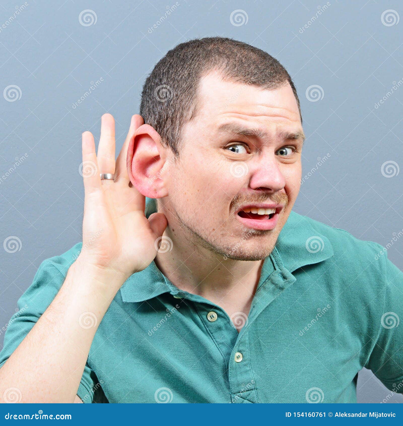 Portrait of Man with Huge Ear Listening on Private Conversation Stock Image Image of attention