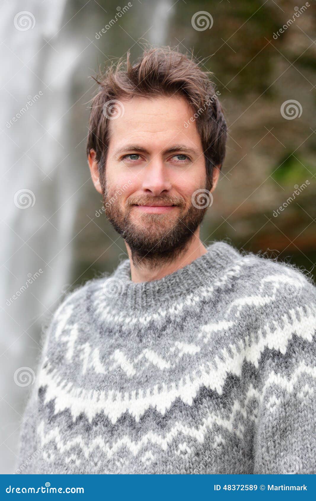 Portrait of Man in Icelandic Sweater Outdoor Stock Image - Image of ...