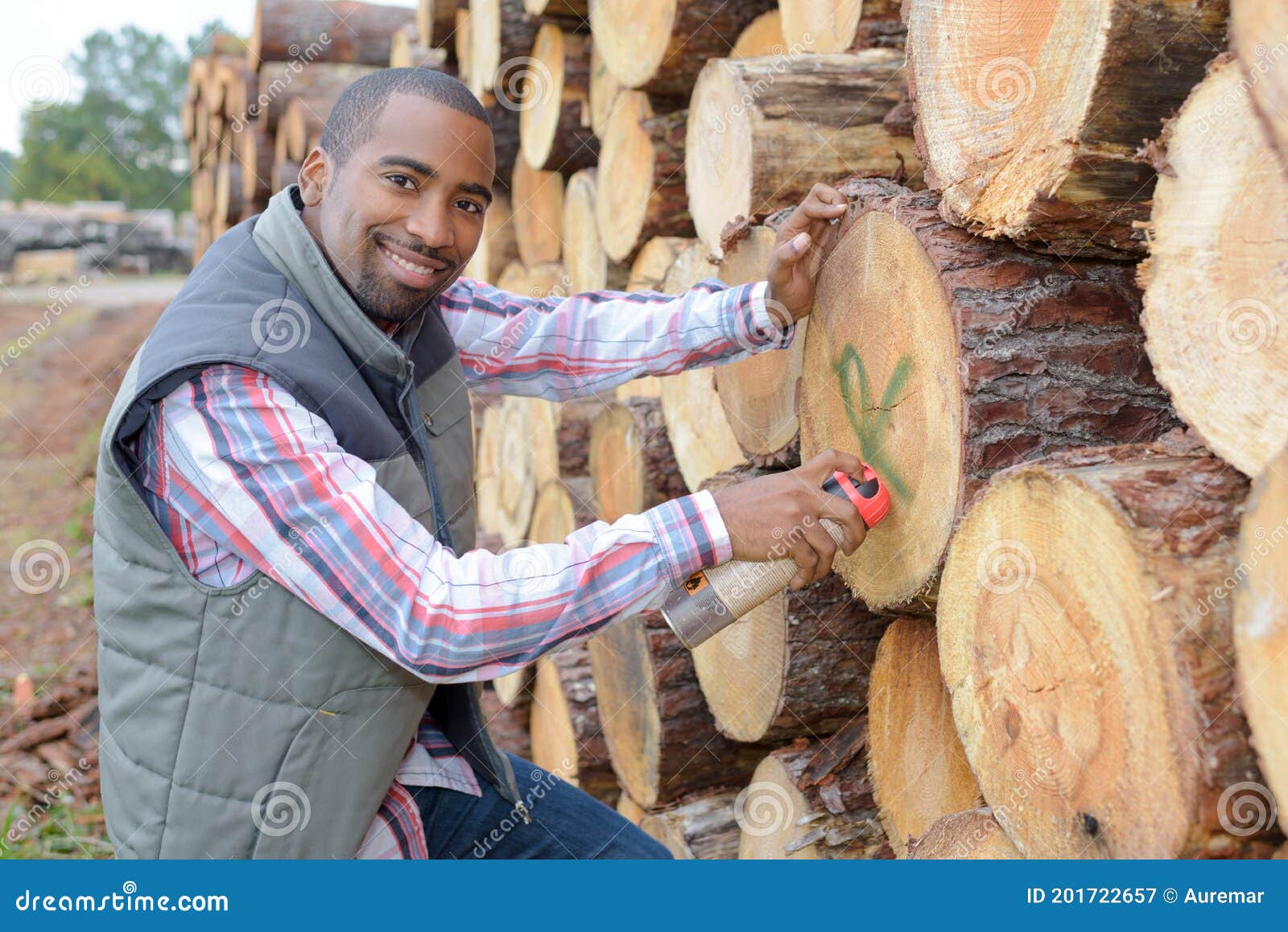 Portrait man marking log stock image. Image of grade 201722657