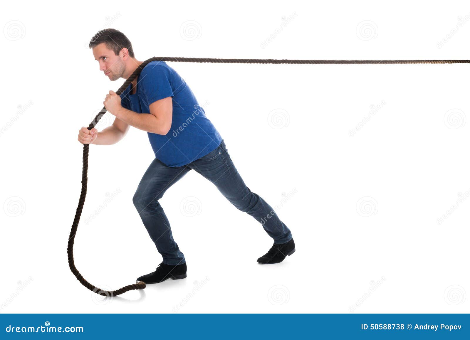 Portrait of a Man Pulling Rope Stock Photo - Image of aspirations