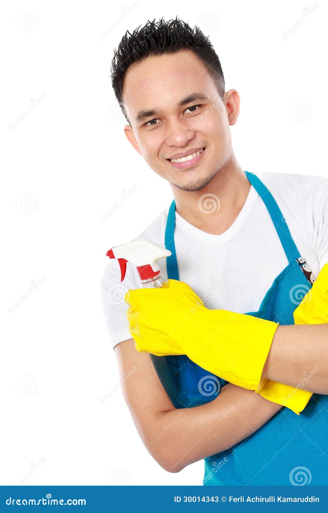 Man with sprayer stock image. Image of apron, human, servant 30014343