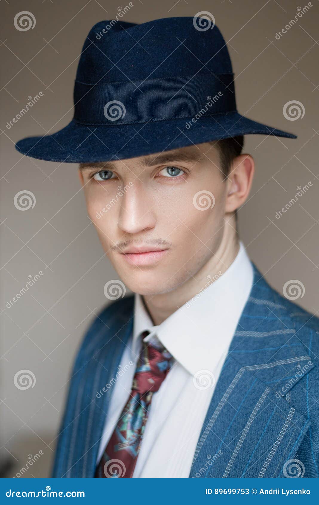 Portrait of a Man in Suit and Hat Stock Image - Image of black ...