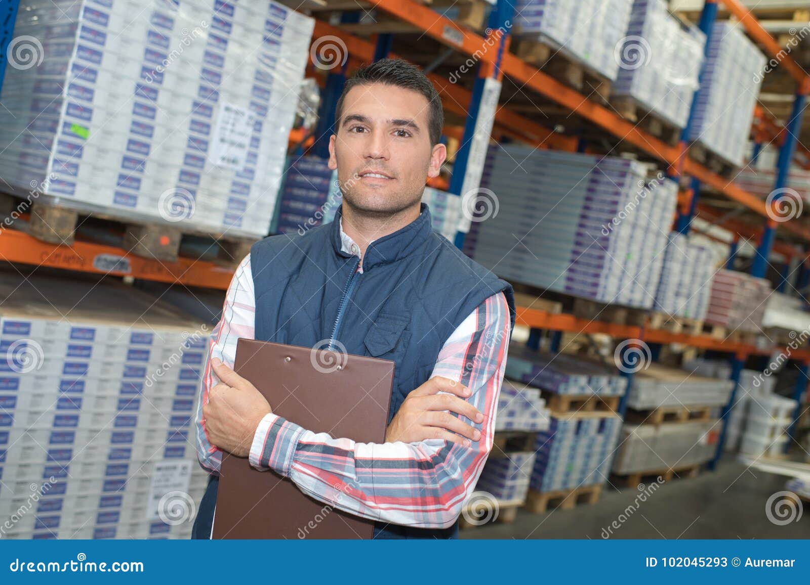 Portrait man in warehouse stock image. Image of worker 102045293