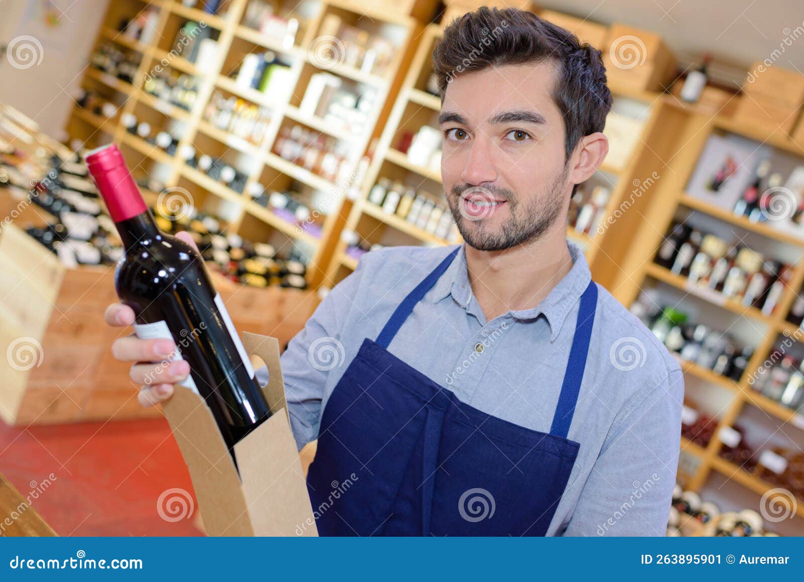 Portrait man at wine shop stock image. Image of upmarket 263895901