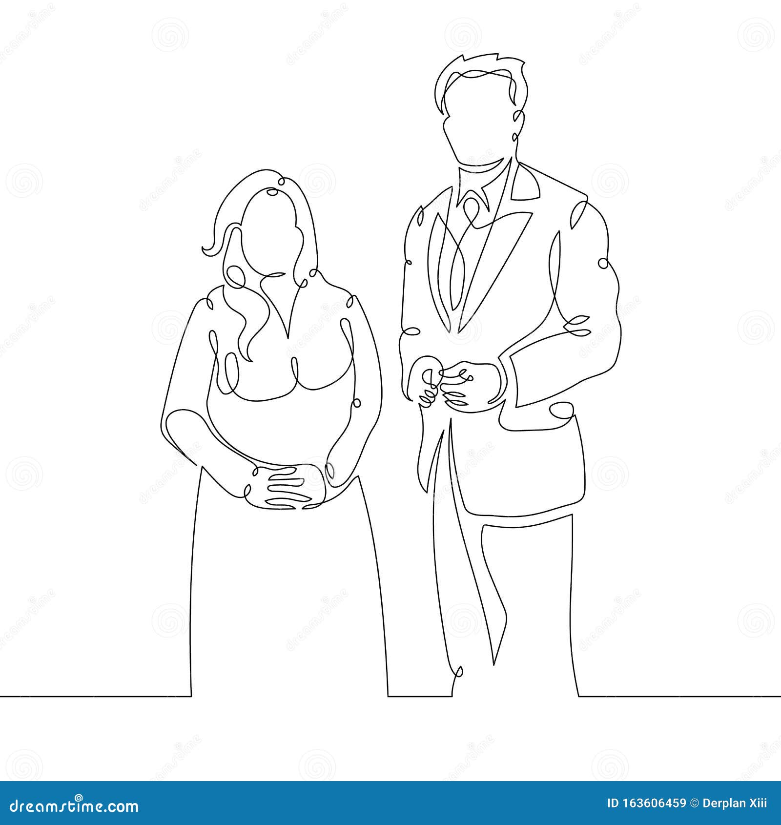 Portrait of a Man and Woman Stock Vector - Illustration of hand, continuous: 163606459