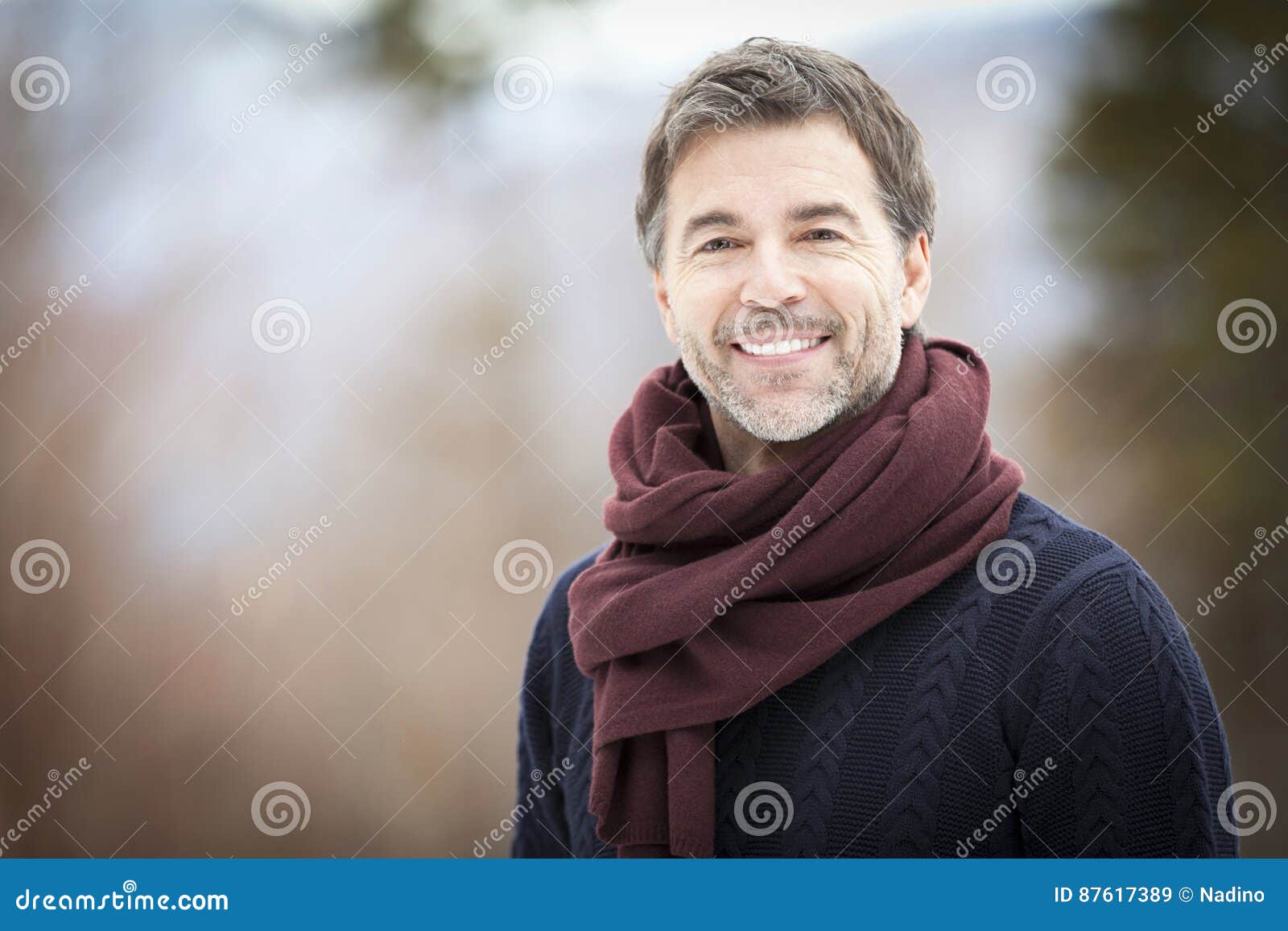 Portrait of a Mature Man Smiling and Looking Away. Stock Image - Image ...