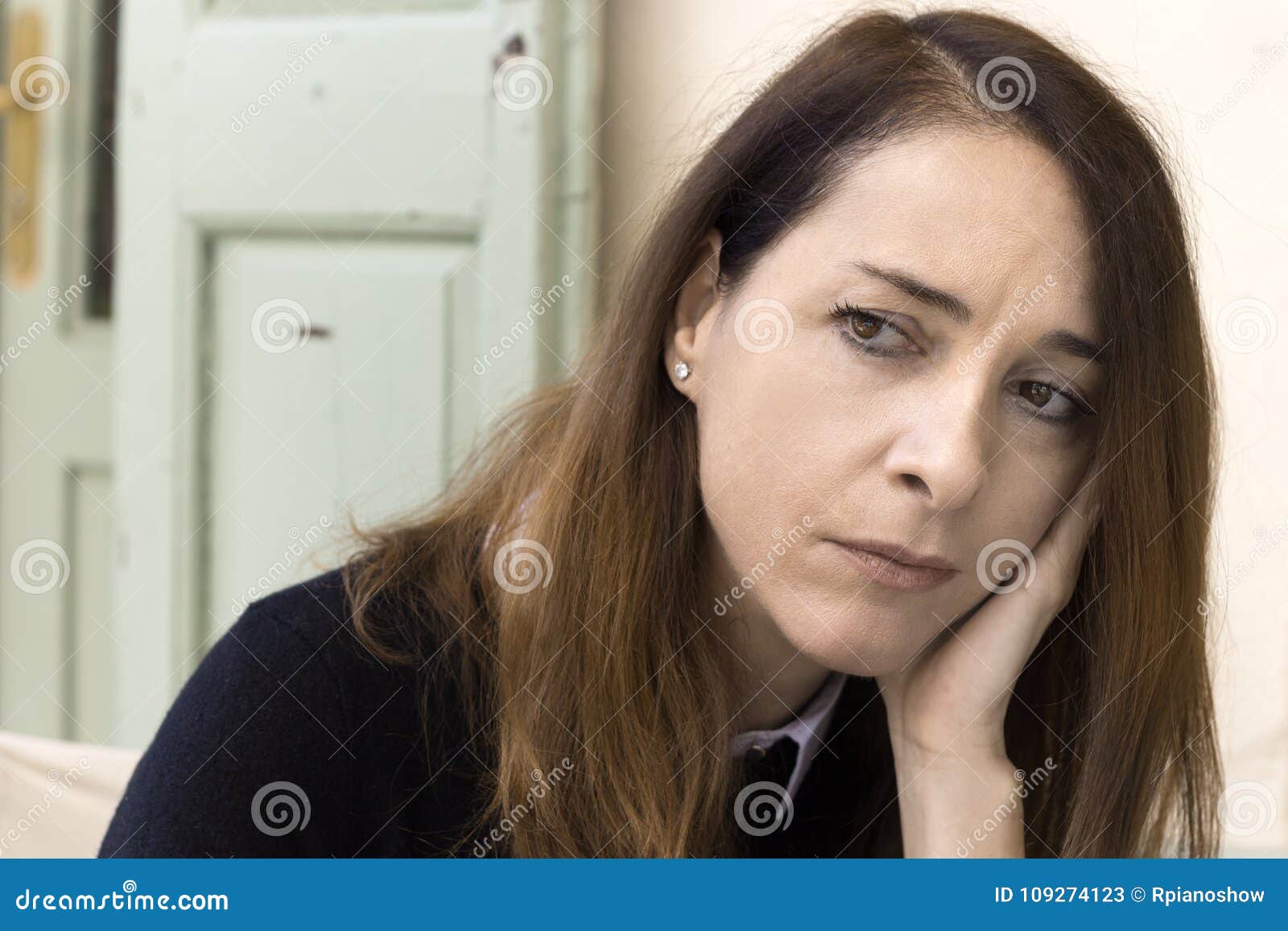 Portrait Of A Mature Woman Sad Stock Image Image Of Brown Beautiful 109274123