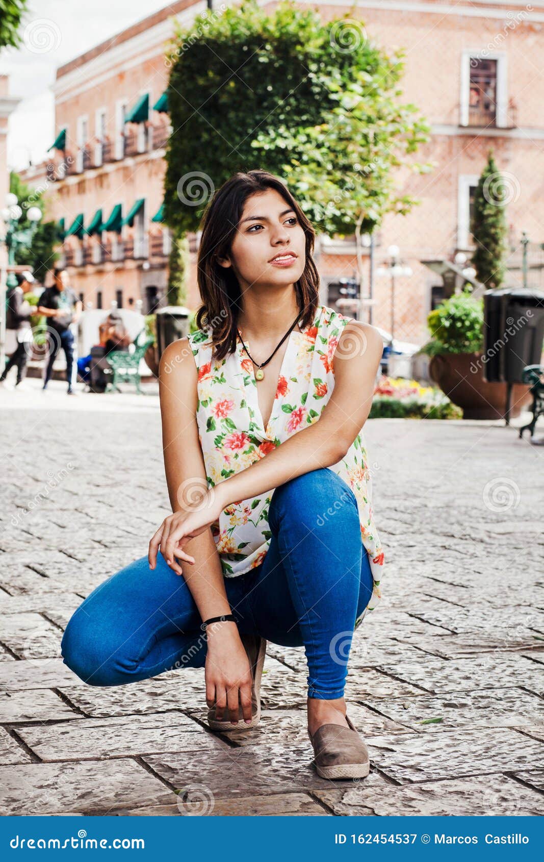 Portrait Of Mexican Latin Woman Young Happy Girl In Mexico Hispanic