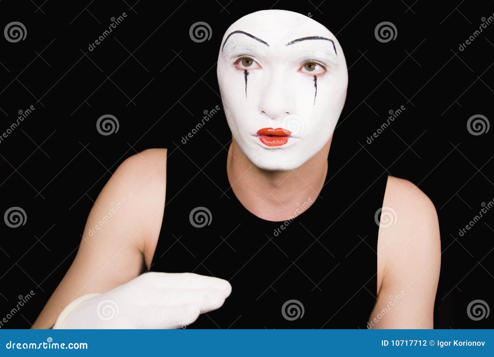 Portrait of Mime in White Gloves Stock Photo Image of young, clown