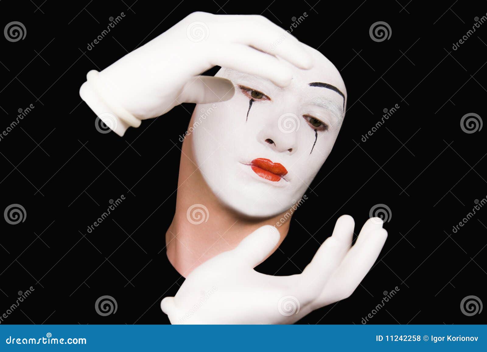 Portrait of Mime in White Gloves Stock Photo Image of isolated