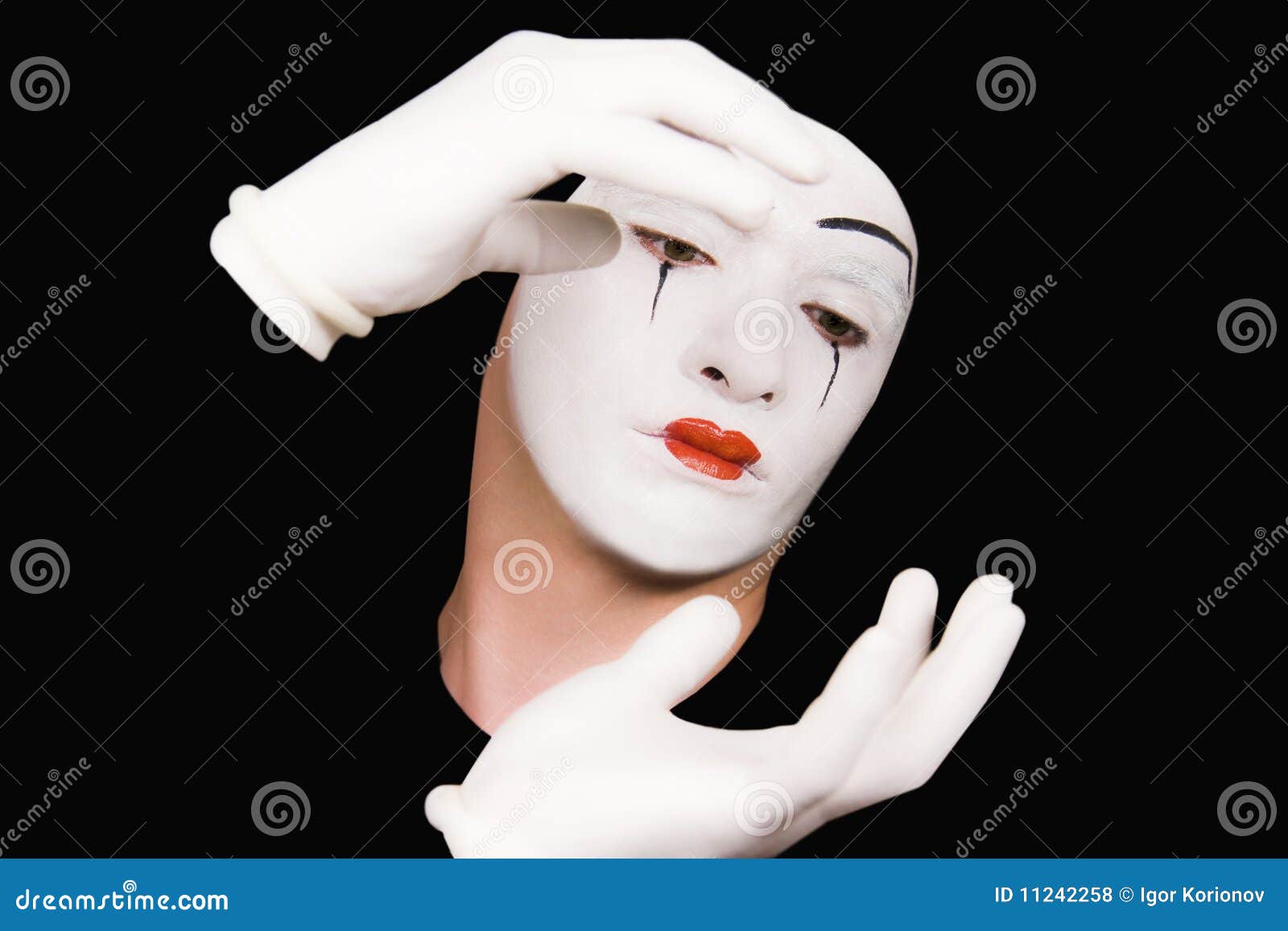 Portrait of Mime in White Gloves Stock Photo - Image of isolated ...