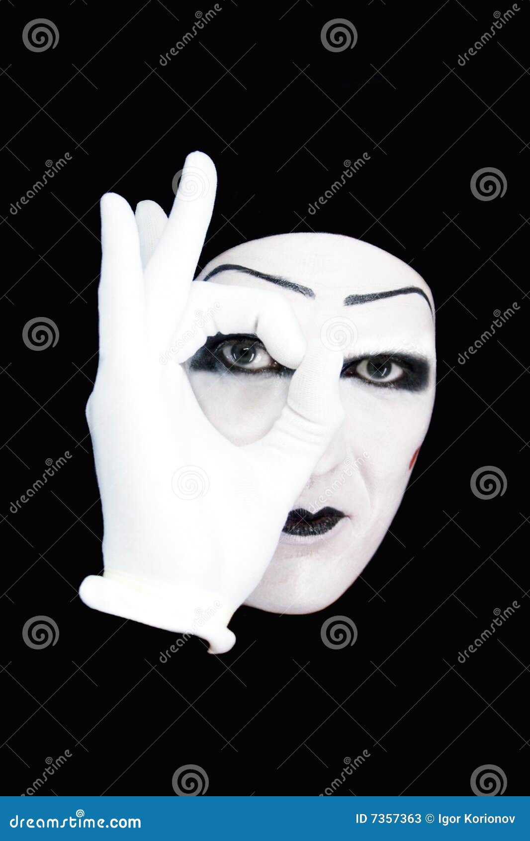 Portrait Of The Mime In White Gloves Stock Image Image of dark