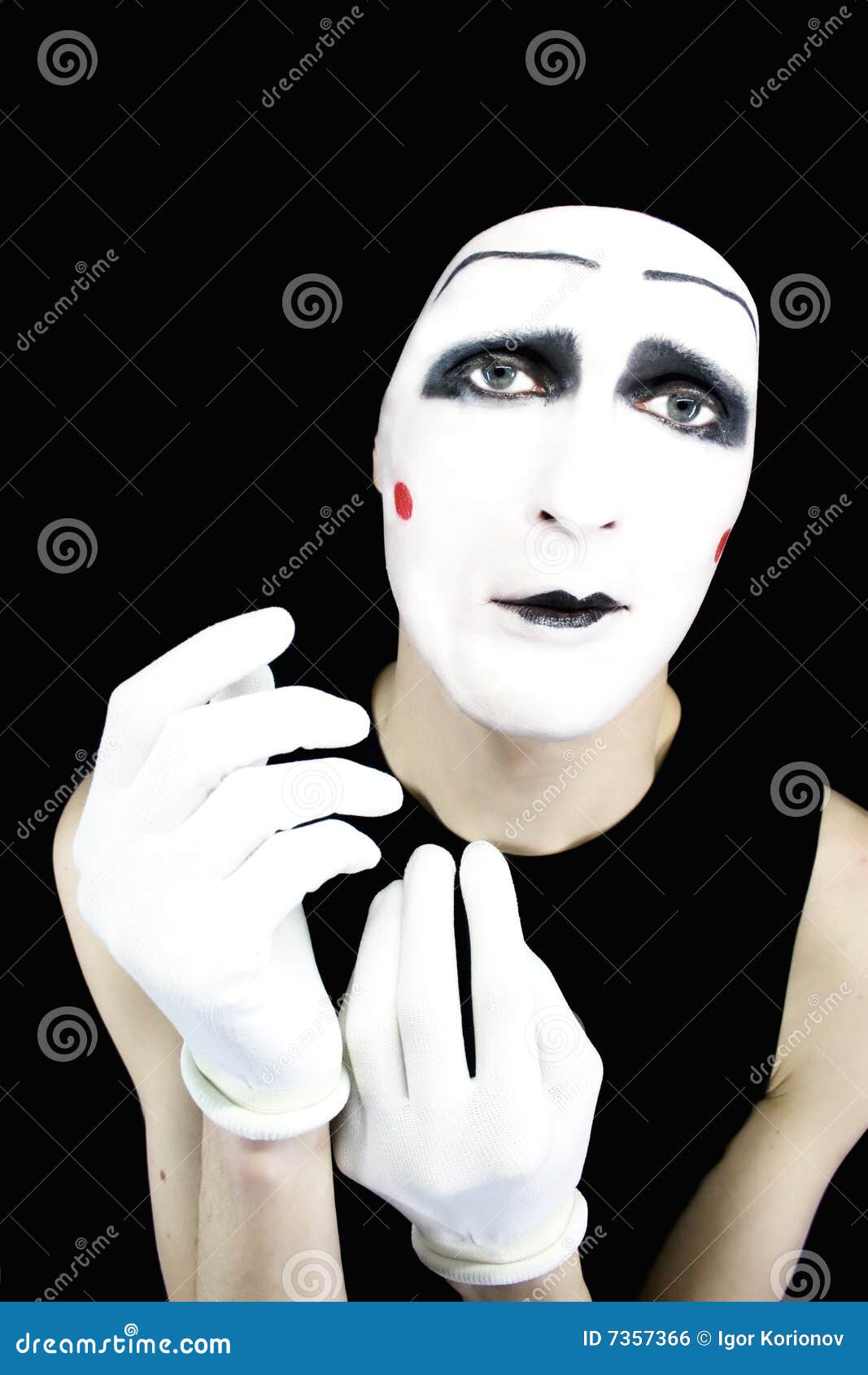 Portrait Of The Mime In White Gloves Stock Photo Image of face