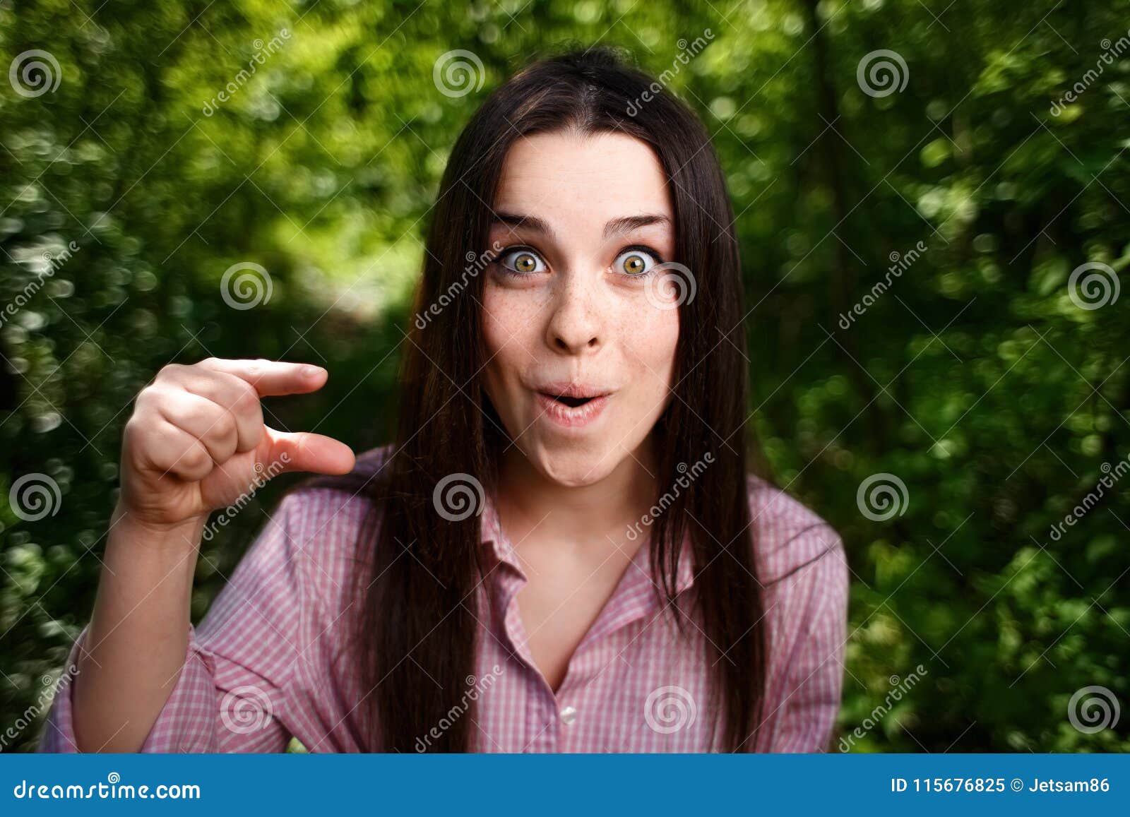 Portrait of Mocking or Extremely Surprised of Something Small W Stock Portrait of Mocking or Extremely Surprised of Something Small W Stock
