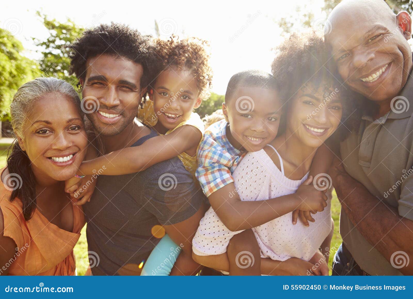 portrait of multi generation family in park together