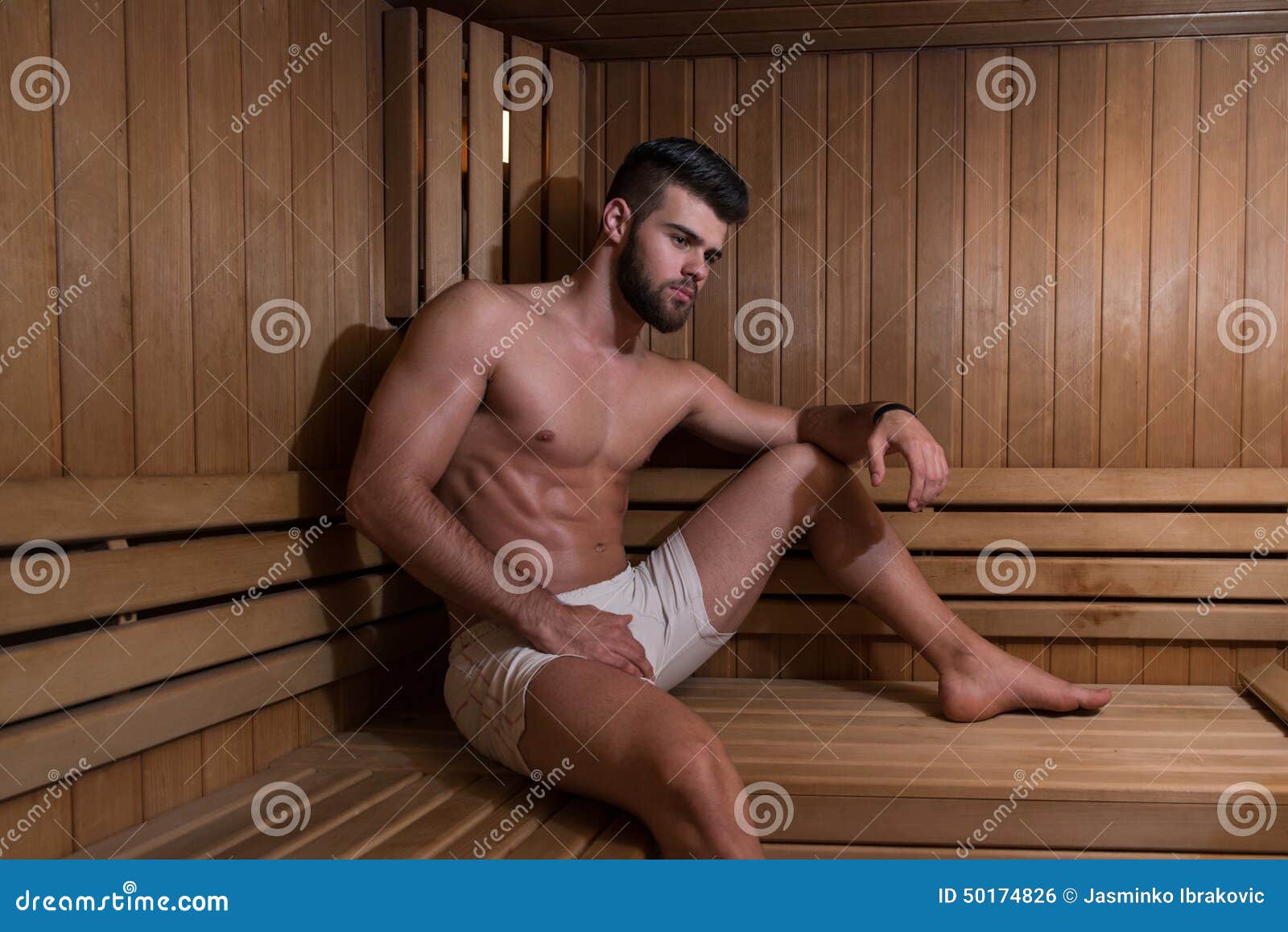 Portrait of a Muscular Man Relaxing in Sauna Stock Photo - Image of heat,  muscle: 50174826