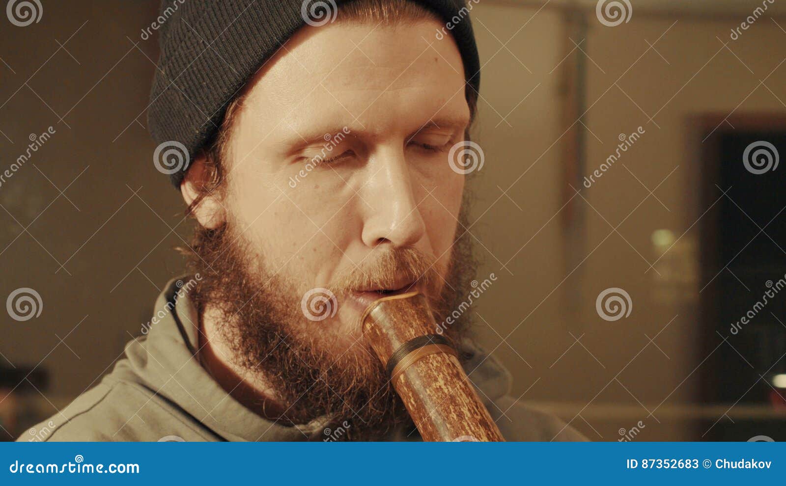 Portrait of Musician Plays the Flute Stock Image Image of medium
