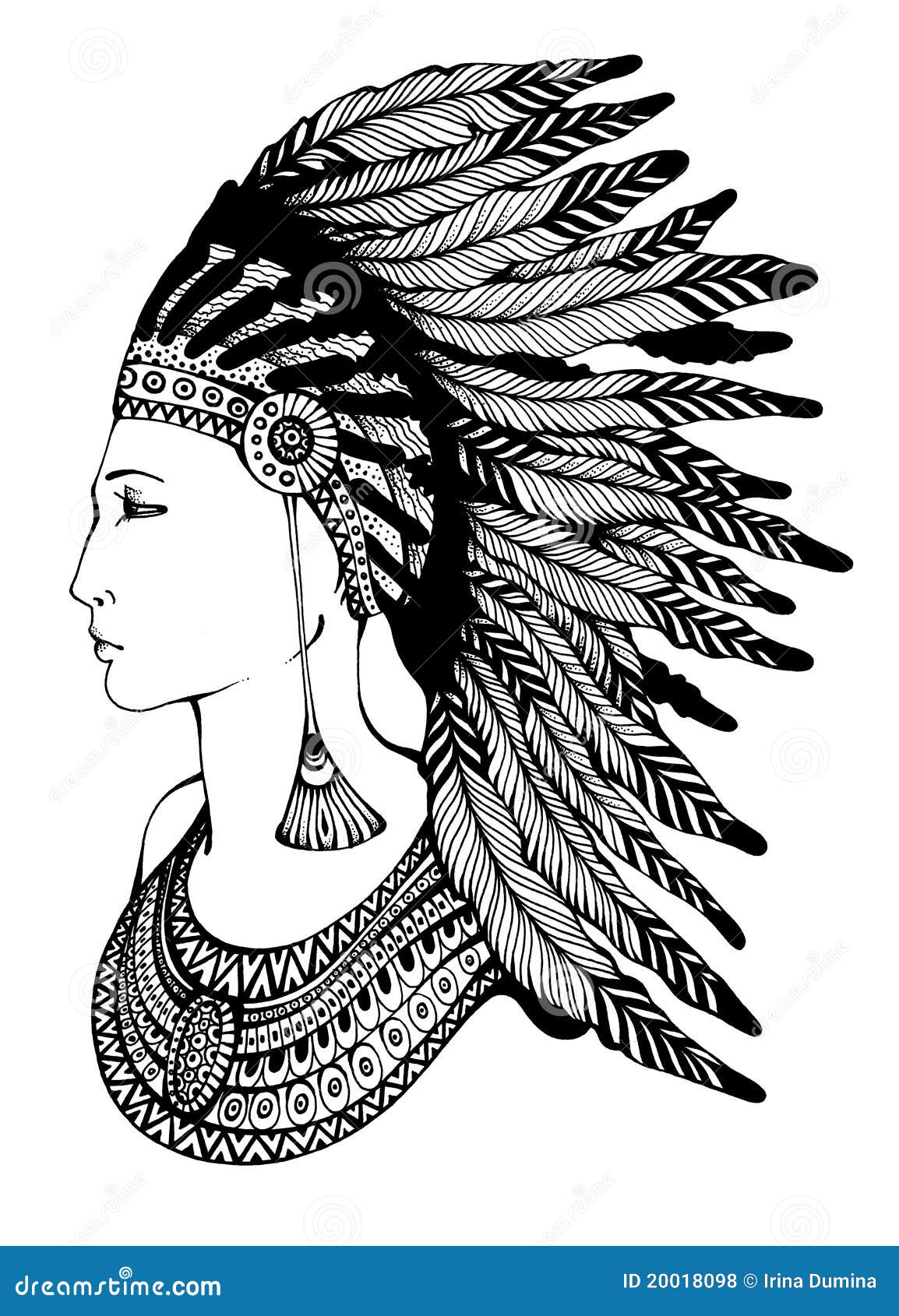 native american indian woman drawing