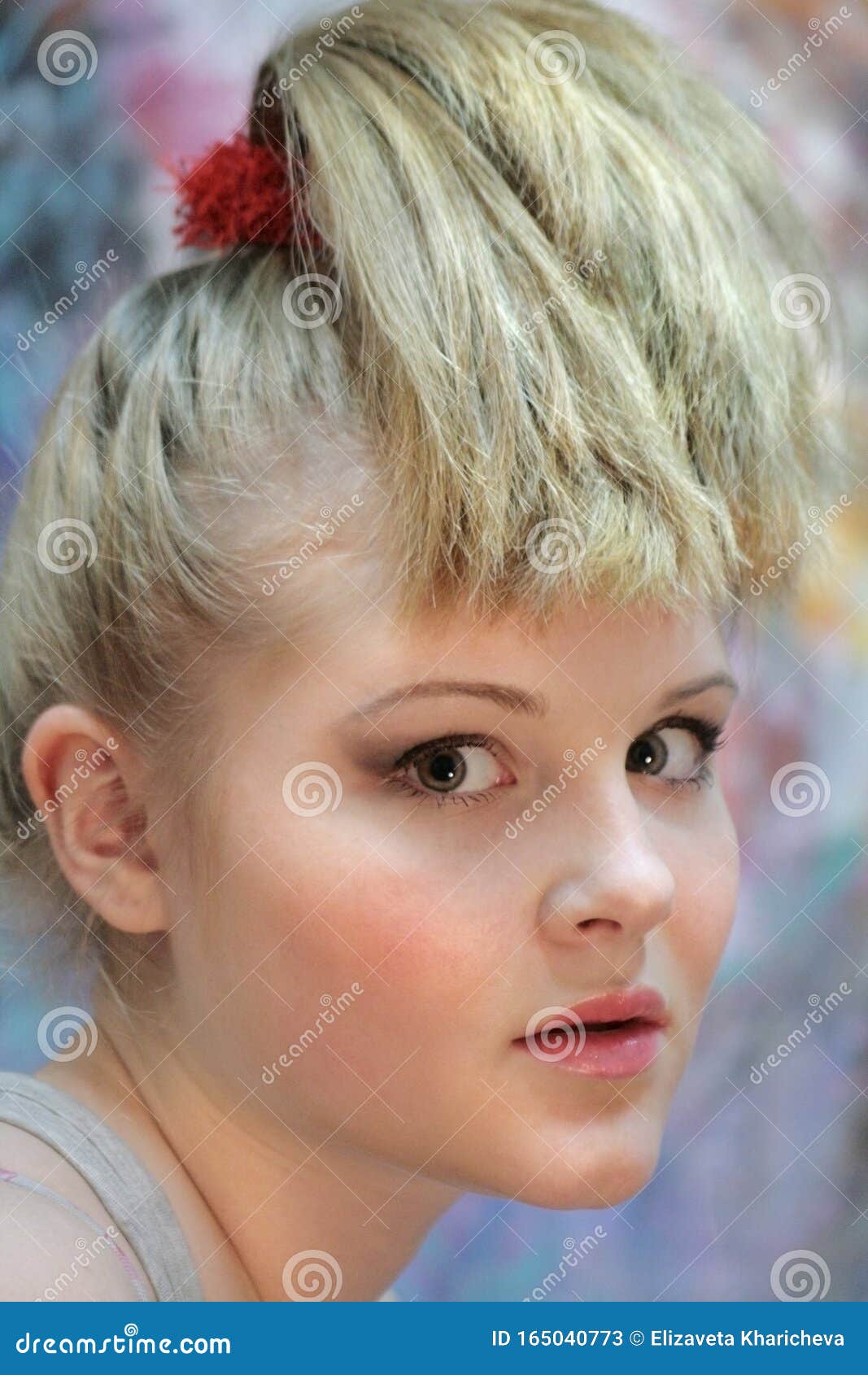 Portrait Of A Natural Blonde Teen Girl With A High Ponyt