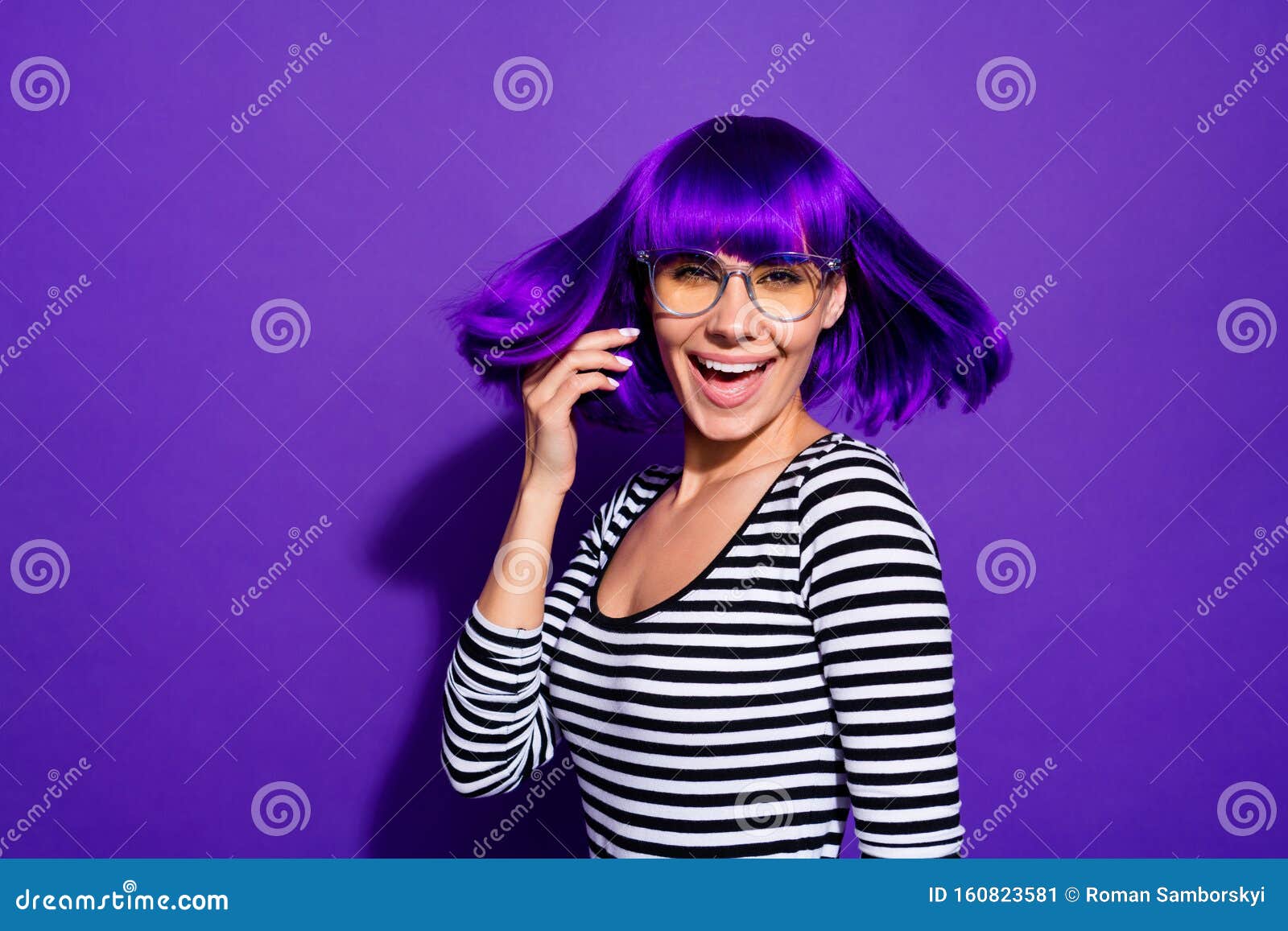 Portrait of Nice Millennial Screaming Shouting Wearing Striped Shirt ...