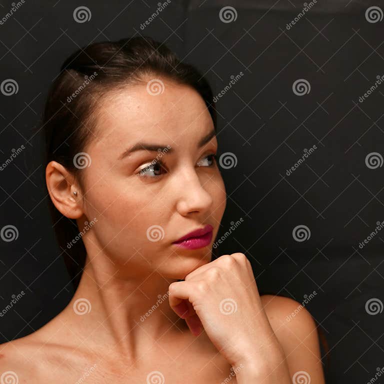 Portrait Nude Girl Sitting On Bed Stock Image Image Of Face Background 131081077