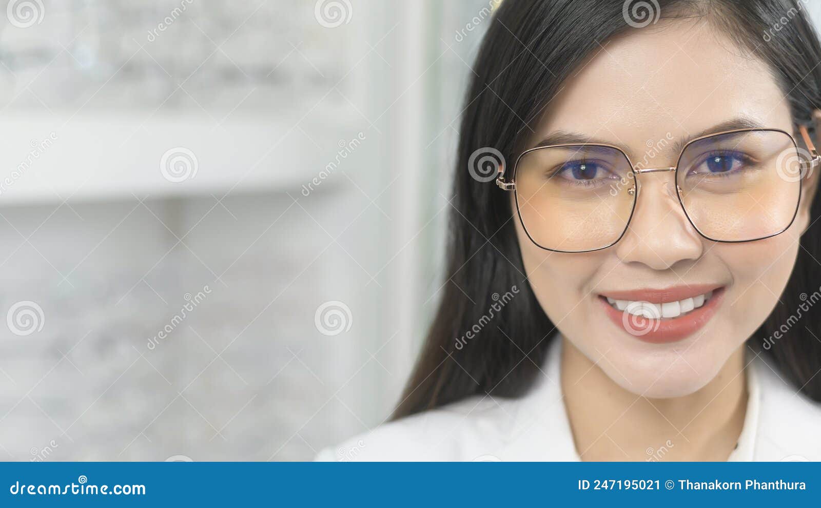 Portrait of Ophthalmologist in Optical Center, Eyecare Concept Stock