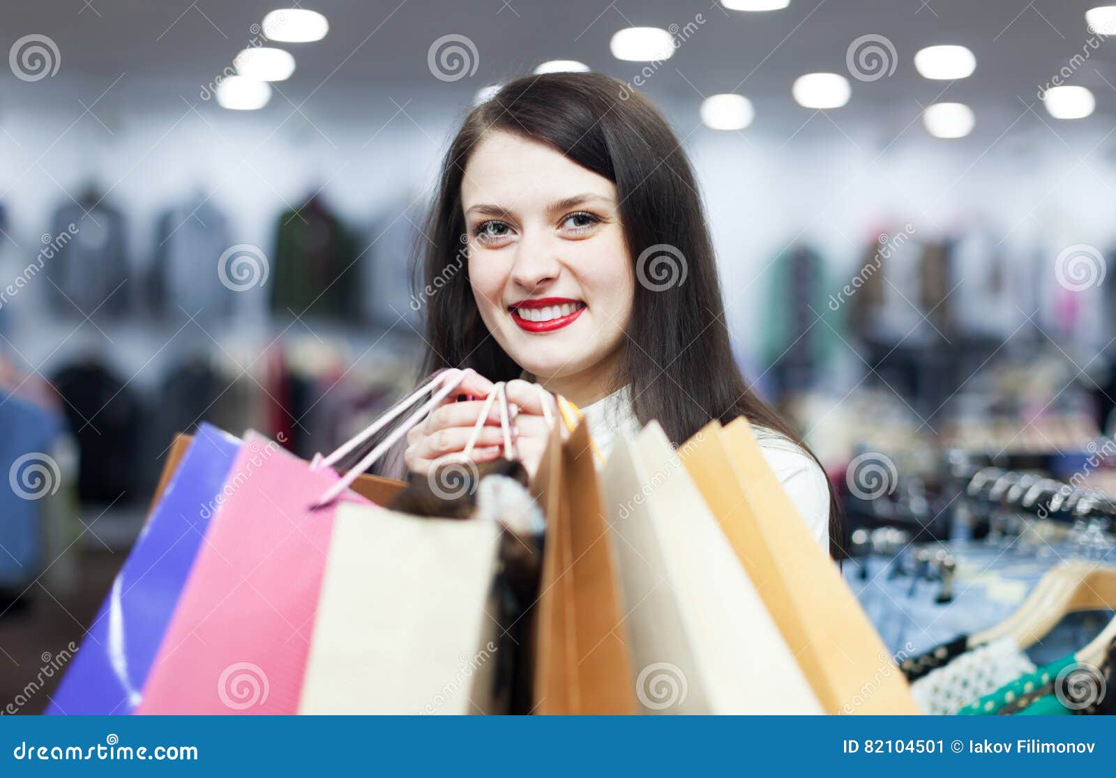 Portrait of Ordinary Female Buyer Stock Image - Image of cheerful ...