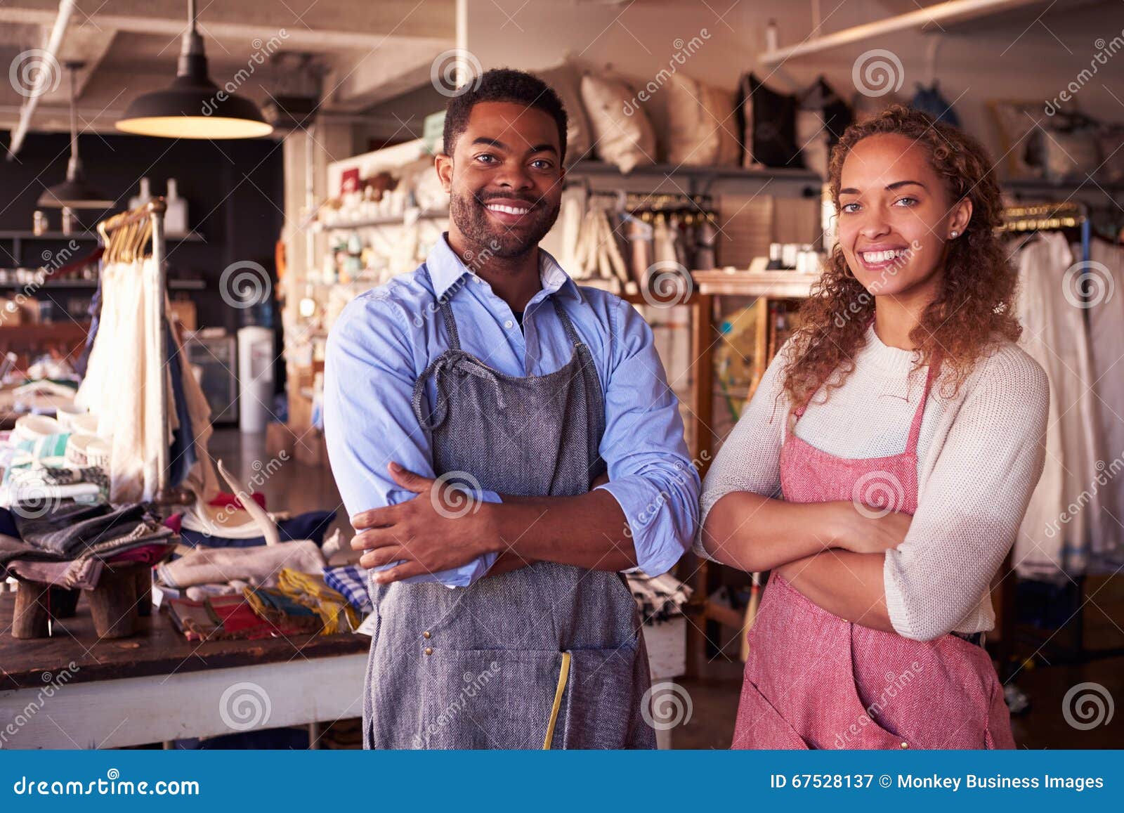 Portrait of Owners Standing in Gift Store Stock Image Image of small