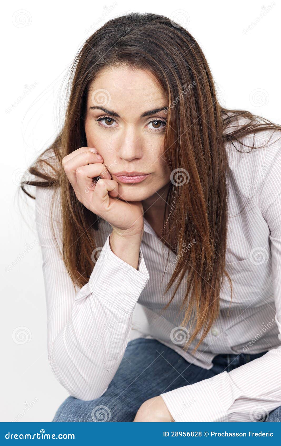 Portrait of Pensive Young Woman Stock Photo Image of lips