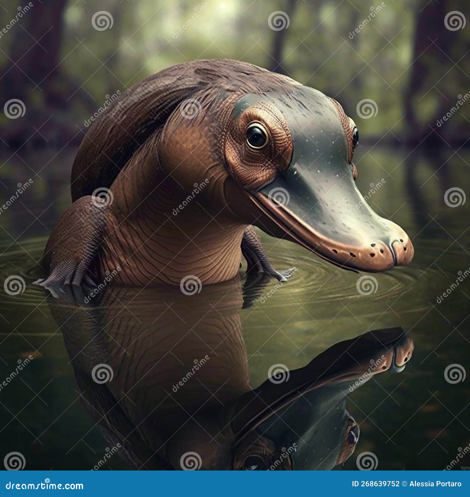 Portrait of a Platypus in the Water Stock Illustration Biology Diagrams