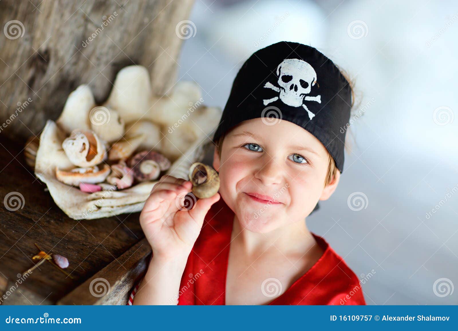 portrait of playful pirate boy