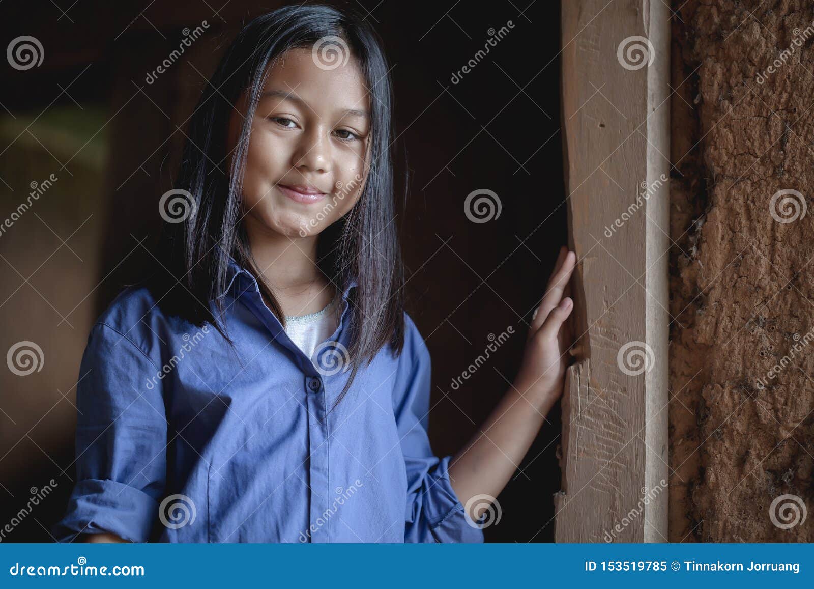 Portrait of a Poor Little Thailand Girl Lost in Deep Thoughts ...