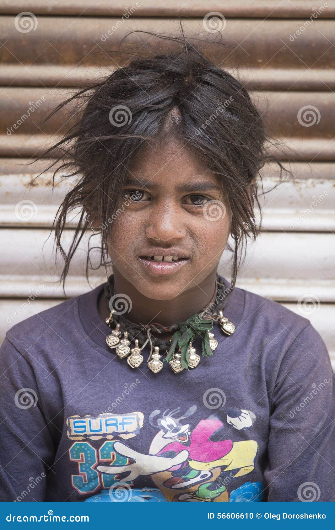 Portrait Poor Young Girl in India Editorial Image - Image of life, asian:  56606610