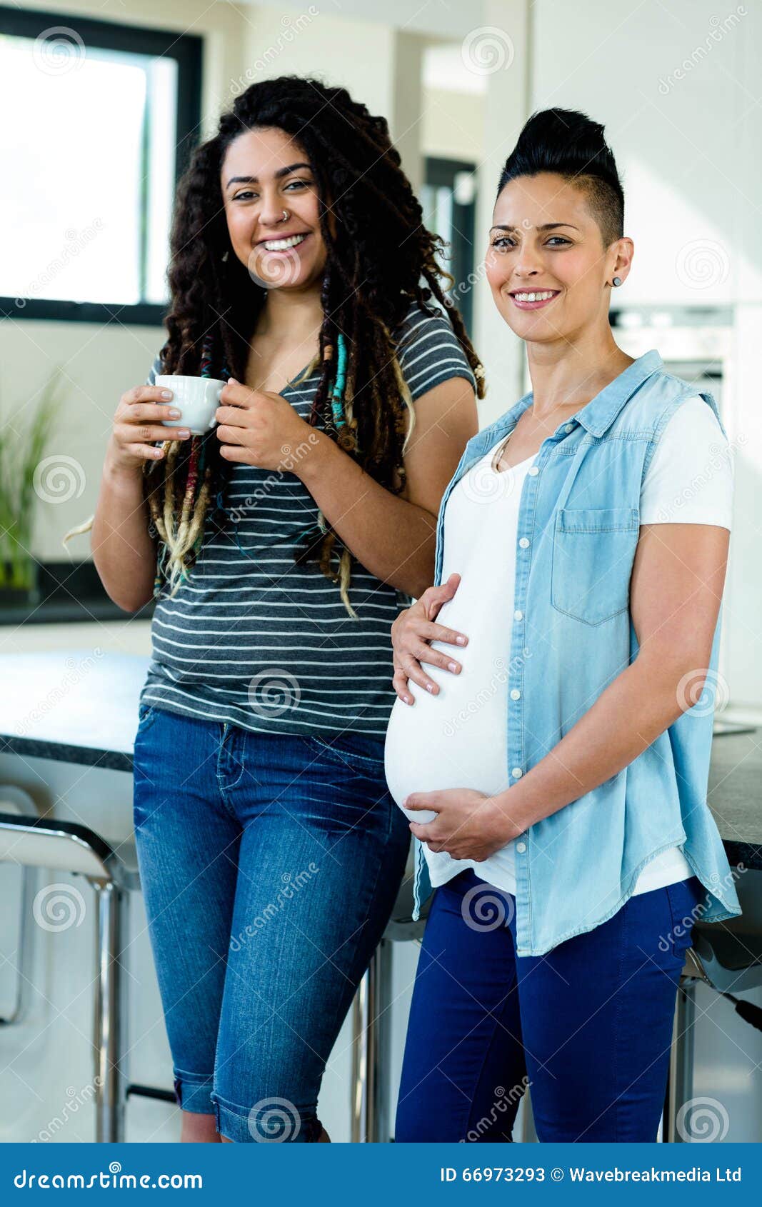 Happy Lesbian Pregnant Couple Stock Image Cartoondealer