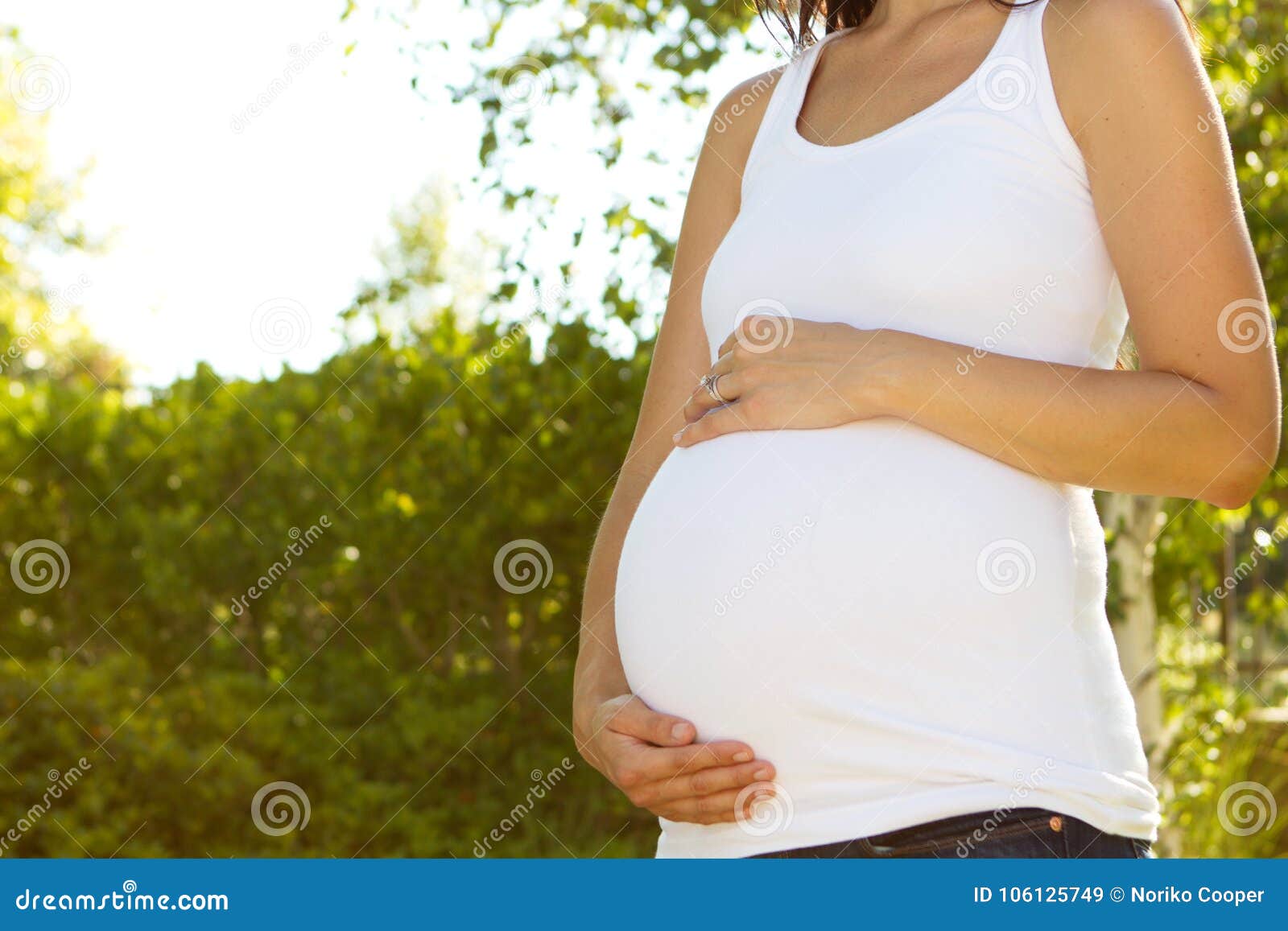 Happy Pregnant Woman Outside In Nature Stock Image Image Of Standing